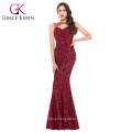 2016 GK sem mangas Sexy Wine Red Mermaid Aquecido Sequined Prom Dress GK000013-1